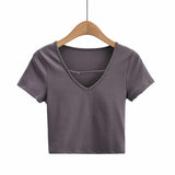 Women T-Shirt Summer V-neck Short Sleeve T-shirt Top
