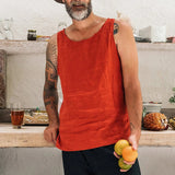 Men T Shirt Cotton Linen Vest Men's Top