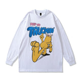 Men Long Sleeve Shirt Spring and Autumn Hip Hop Retro Cartoon Printed Couple Long Sleeve T-shirt