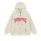 Men Hoodie Hooded Cardigan Sweater Men's Spring and Autumn Letter Towel