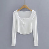 Women T-Shirt Long-Sleeved T-shirt Women's Short Autumn