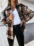 Plaid Trench Coat Autumn and Winter Long Sleeve Plaid Coat