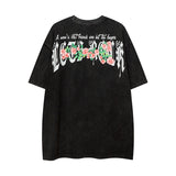 Men T Shirt Wash T-shirt Male and Female Trendy Brand Hip Hop Retro round Neck Short Sleeves