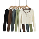 Women T-shirt Short Bottoming Shirt Women's Clothing T-shirt in Contrast Color