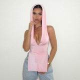 Woman Dresses Women's Spring V-Shaped Hooded Slim Fit Top