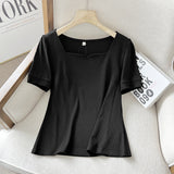 Women T-shirt Summer Simplicity Slim-Fit Figure Flattering Short Sleeve T-shirt Top Female