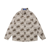 Men Long Sleeved T Shirt Hawaiian Drape Floral Shirt Men's Spring and Autumn Loose Lapel Long Sleeves Shirt