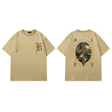 Men T Shirt Vintage Printed Short Sleeve Men's and Women's Loose Distressed T-shirt