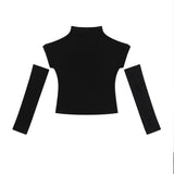 Women T-shirt Short T-shirt Women's High Street Slim Spring Half Turtleneck