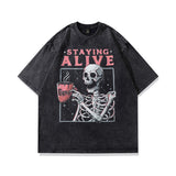 Men T Shirt Vintage Washed Old T-shirt Couple Loose Men and Women