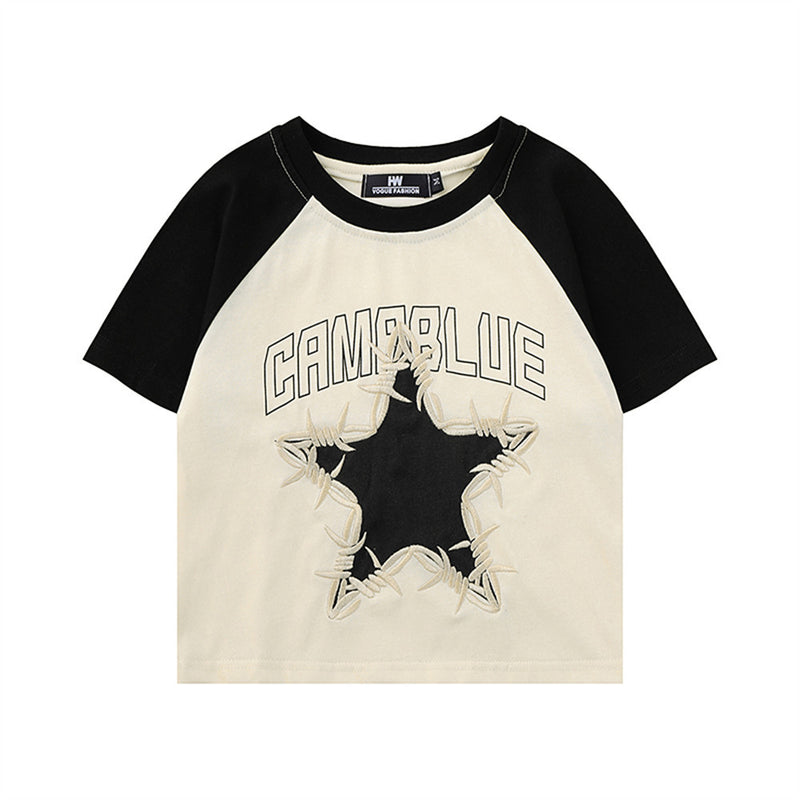 Women T-shirt Short-Sleeved T-shirt Girls' Summer round Neck with Exposed Navel