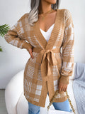 Plaid Trench Coat Ins Style Autumn and Winter Plaid Casual Cardigan Sweater Coat