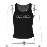 Women Halter Tops Spring Fashion Letter Embroidery Slim Fit Vest