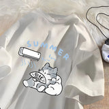 Summer Cat T Shirt for Men Women American Street