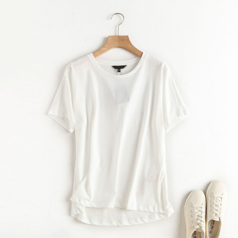 Women T-Shirt Women's Summer Ladies Loose Pure Color Cotton T-shirt