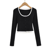 Women T-shirt round Neck Contrast Color Top Female Short-Sleeved T-shirt