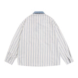 Men Long Sleeved T Shirt Cartoon Embroidered Long Sleeve Shirt Men's Loose Casual Polo Collar Shirt