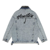 Men Denim Jacket Men's Stitching Wash Loose-Fitting Denim Clothes Coat