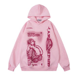 Men Hoodie Line Figure Printed Hoodie Loose Casual Long Sleeves Pullover Hoodie