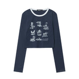 Women Long Sleeve T-Shirt Printed Short-Sleeved T-shirt Women's Spring and Autumn Casual