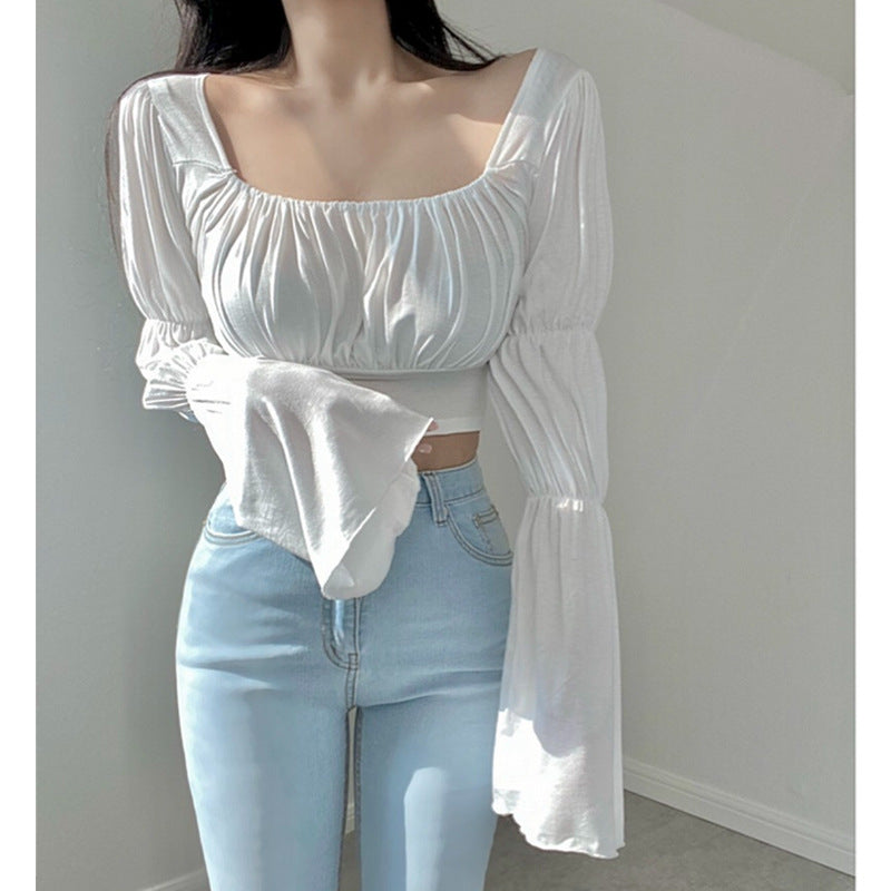 Women Long Sleeve Shirt Women's Spring and Autumn Slim Fit Slimming Top