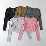 Women T-shirt Skinny Short Sports Top Long Sleeve Yoga Wear Women