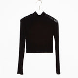 Women Long Sleeve Shirt Spring and Autumn Undershirt Women's Short Top