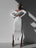 Women Sweater Dress Knitting Suit Autumn and Winter Women's Clothing Long Sleeve Sweater Dress
