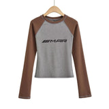Women T-Shirt Long Sleeve T-shirt Women Slim Fit Slimming Short Top