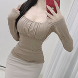 Women Long Sleeve Shirt Women's Slim Bottoming Shirt Long Sleeve