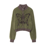 Women Sweater Knitted Cardigan Women's Casual Multicolor Zipper Sweater Coat