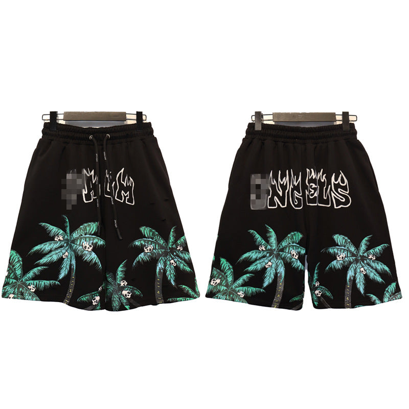 Palm Angle Shorts Palm Angels Letter Printed Casual Shorts Men's and Women's Beach Pants