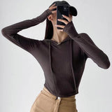 Women T-Shirt Autumn Pullover Hooded Slim Fit T-shirt