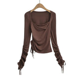 Women T-shirt Spring and Autumn Long Sleeve T-shirt Women's Short Bottoming Shirt Top