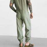 Men Pant Casual Suit Summer Short-Sleeved One-Piece Overalls