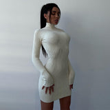 Women Sweater Dress Turtleneck Knitted Skirt Women's Tight Autumn and Winter Dress