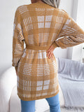Plaid Trench Coat Ins Style Autumn and Winter Plaid Casual Cardigan Sweater Coat