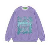 Men Hoodie Printed Letter Pullover Sweatshirt Loose Crew Neck Long Sleeve Sweatshirt