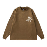 Men Hoodie Inkjet Letters Printed Crew Neck Sweatshirt