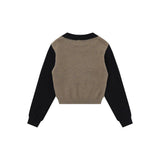 Women Sweater Color Matching Sweater Women's Autumn Leisure round Neck Long Sleeve Short