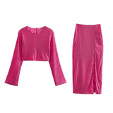 Women Skirt Autumn T-shirt Short Top and Skirt Suit