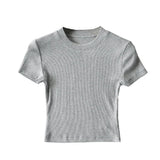 Women's T-Shirt Summer round Neck Tight Short-Sleeved T-shirt