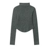 Women Long Sleeve T-Shirt Irregular Shoulder Long Sleeve T-shirt Women's Short Top