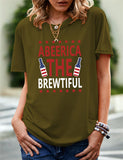 Women's Independence Day T Shirt Pattern Printed Short-Sleeved T-shirt