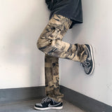 Men Sweatpants Retro Loose Straight Camouflage Casual Trousers