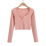 Women T-Shirt V-neck Slim T-shirt Women Short Long Sleeve Top