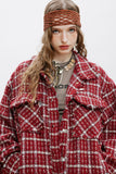 Unisex Jacket Autumn Woven Red Plaid Jacket Women's Clothing