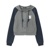 Women Hoodie Color Matching Cropped Hoodie Girls Autumn Leisure Sports