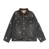 Men Denim Jacket Washed and Worn Denim Jacket Men's Loose Fall Jacket Jacket