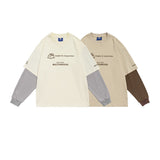 Unisex Hoodie Contrast Color Loose round Neck Sweater Trendy Men's Long Sleeves T-shirt